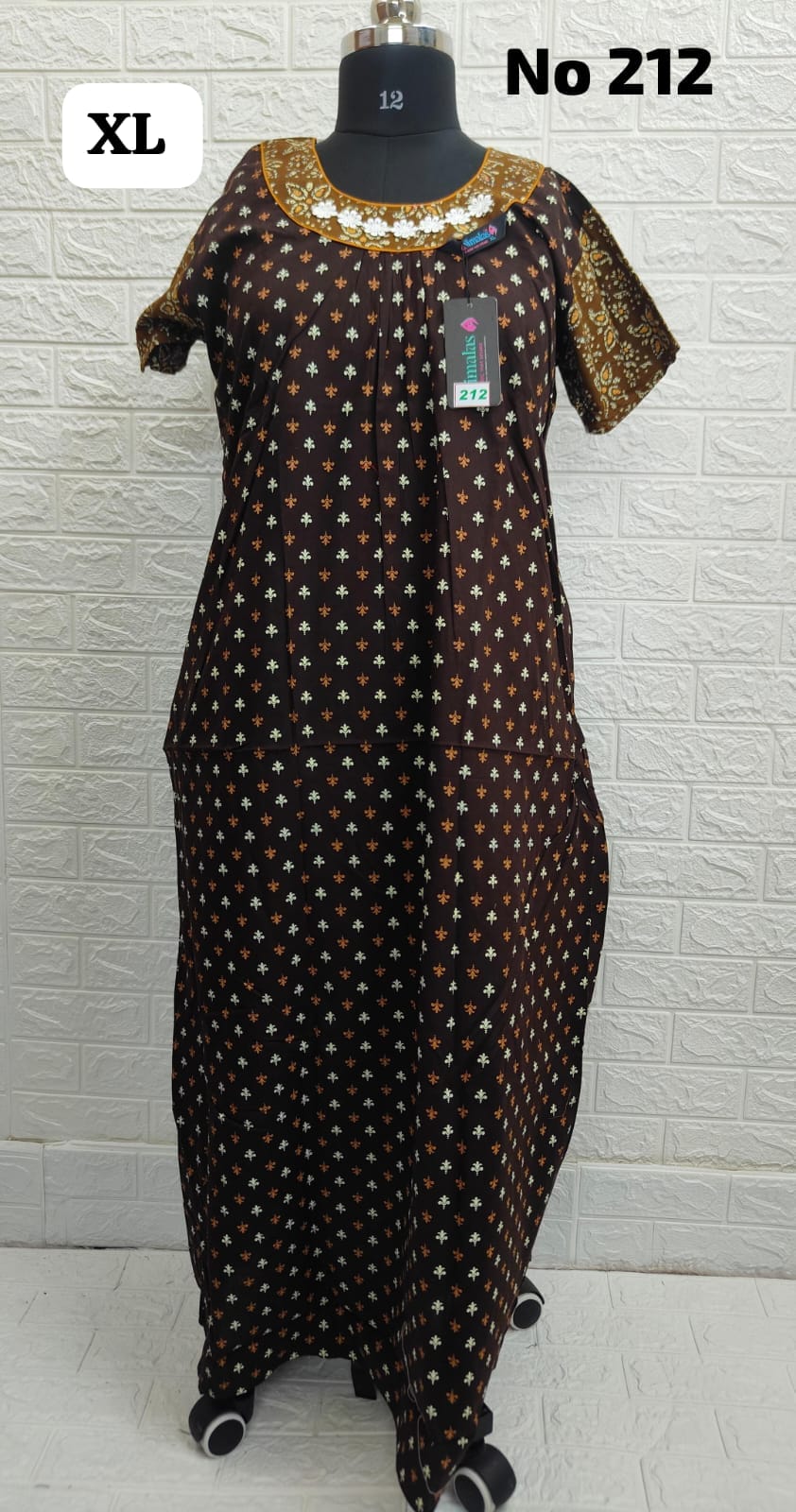 Nimalas Brand Premium 100% pure cotton U-Neck Nighty (No.212)