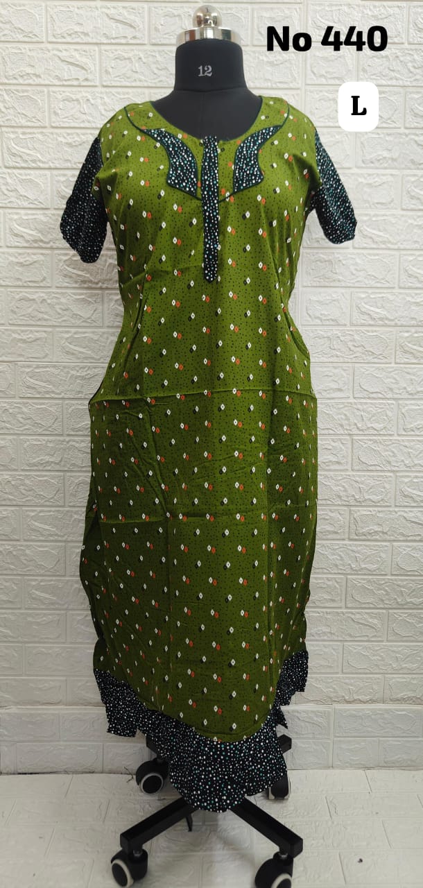Premium Fancy Frock Model Nighty With Puff Hand (No 440)