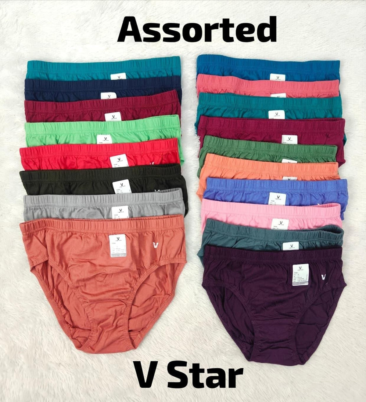 V Star Plain inner elastic Panties (Random colour)(3 pcs in 1 box)