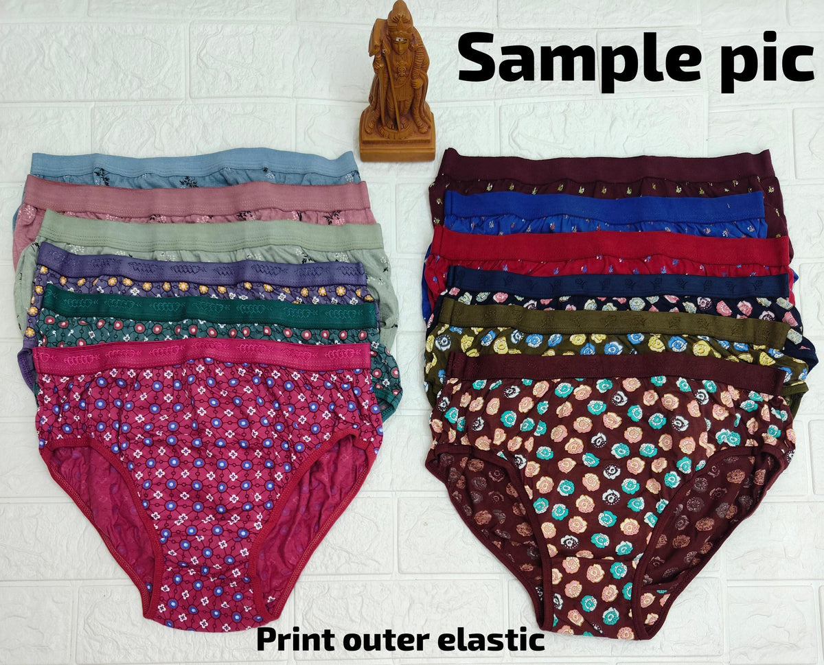 Premium Print outer elastic panties (Random colour)(3 pcs in 1 box)