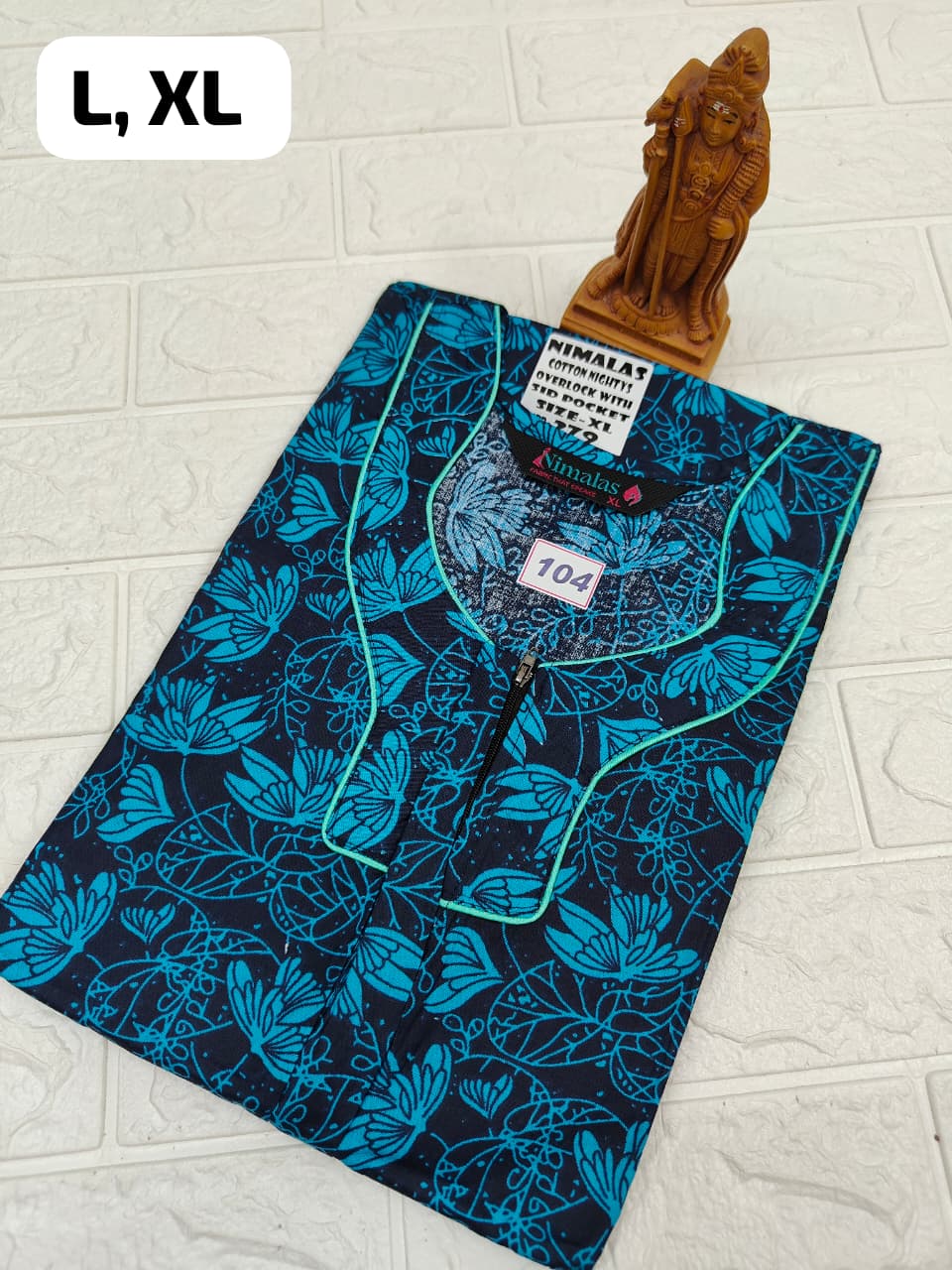 Pure Cotton Zip Nighty (No.104)