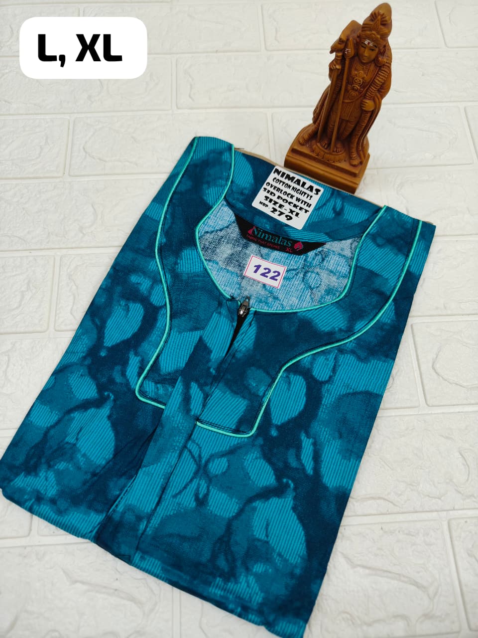 Pure Cotton Zip Nighty (No.122)