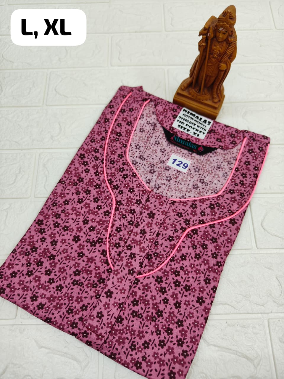 Pure Cotton Zip Nighty (No.129)