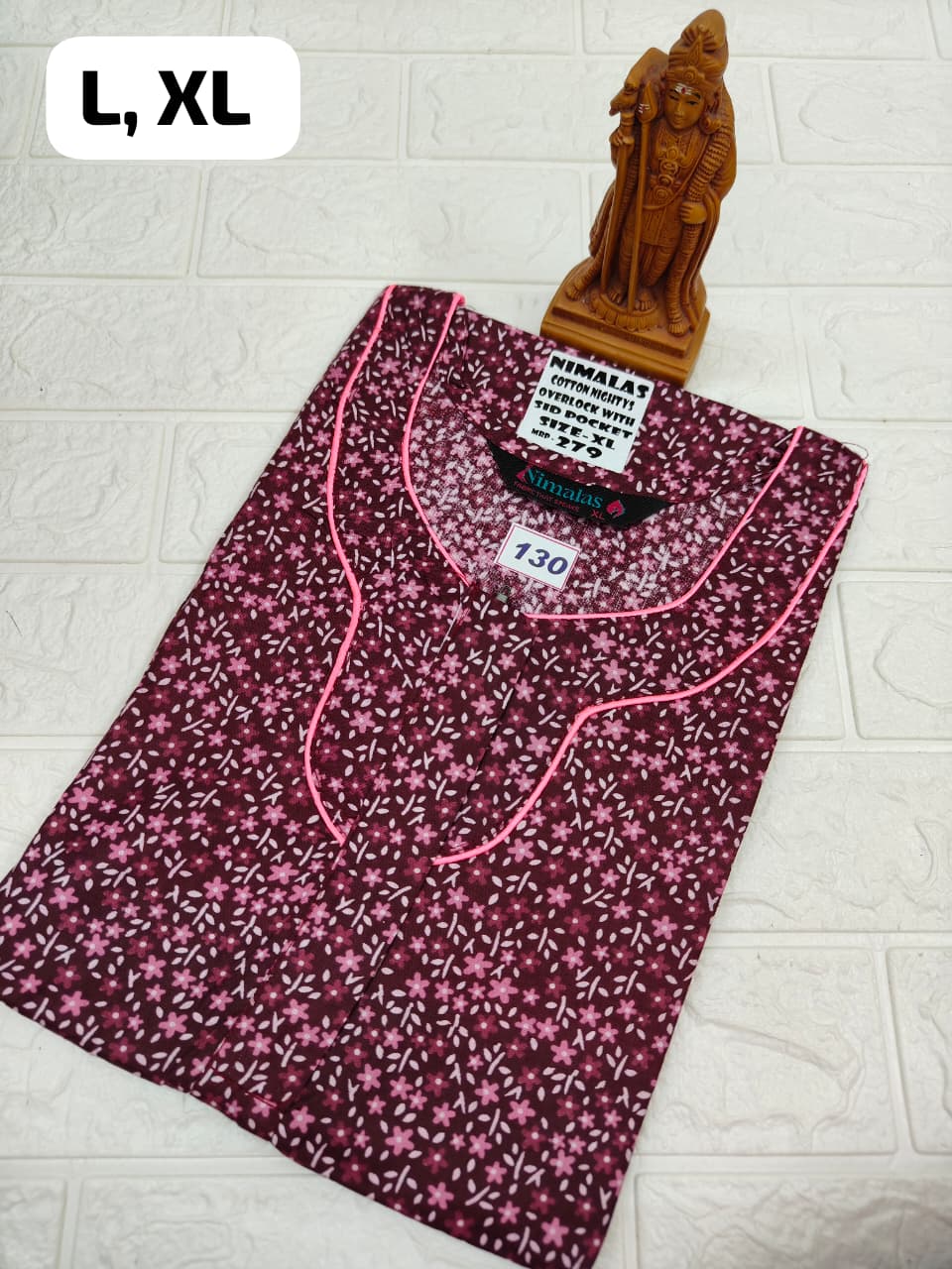 Pure Cotton Zip Nighty (No.130)