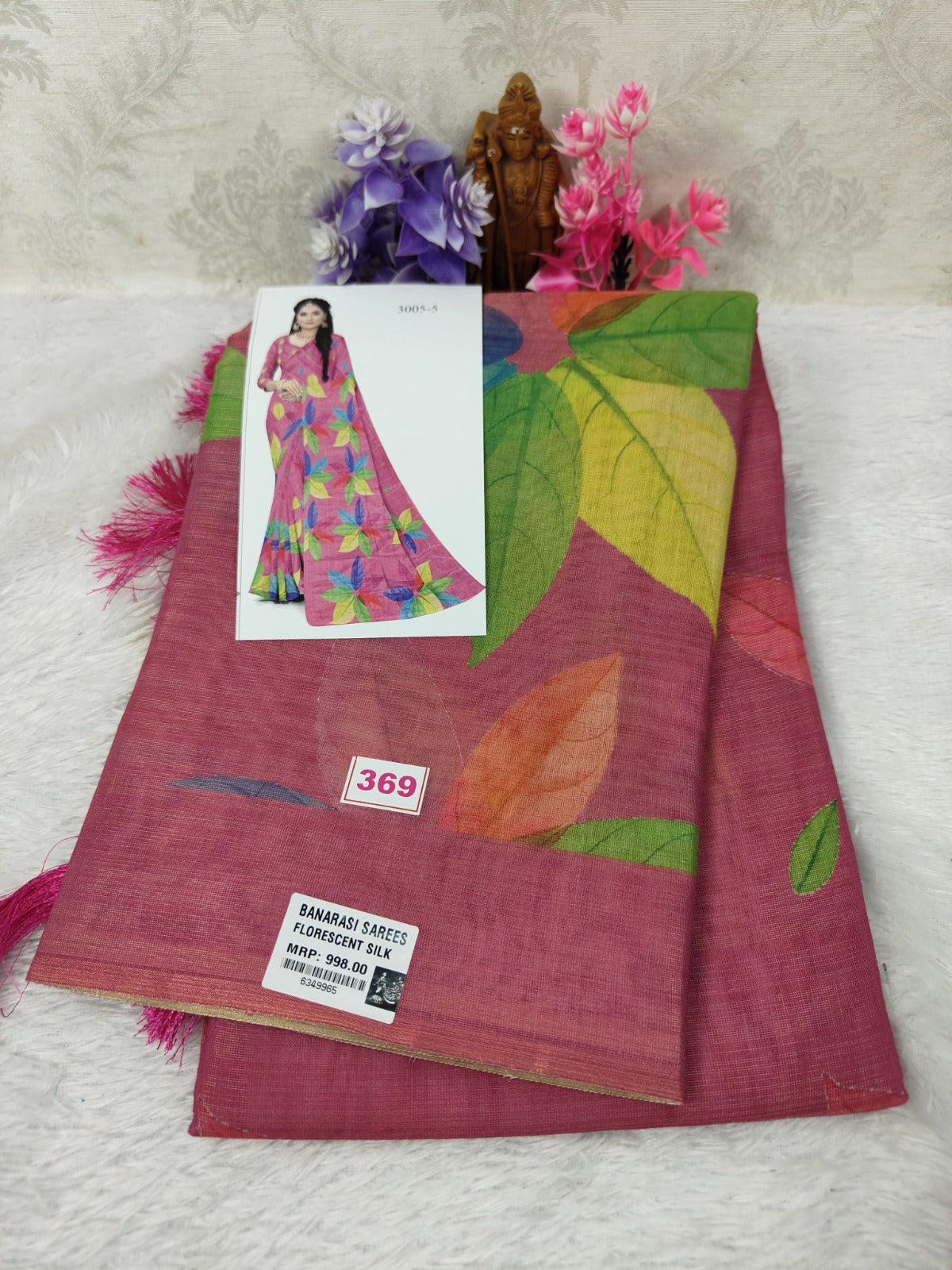 Banarasi fluorescent Silk with Multi colour Digital Print(369)