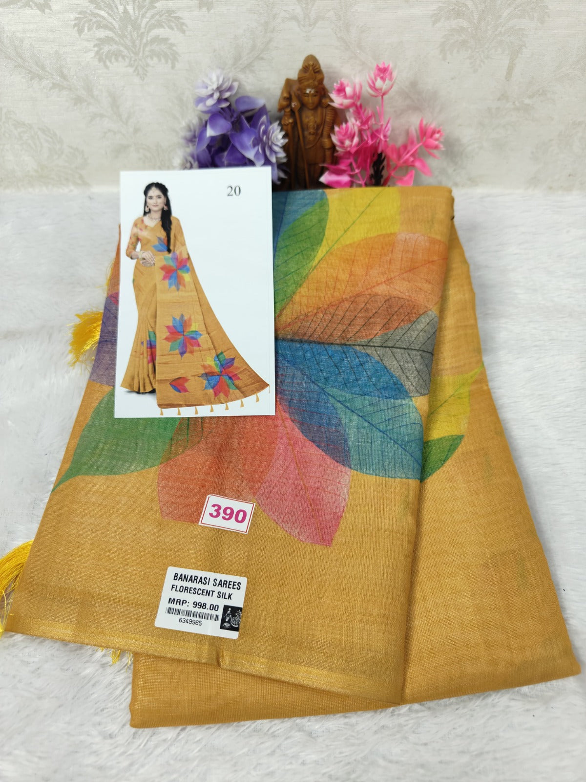 Banarasi fluorescent Silk with Multi colour Digital Print(390)