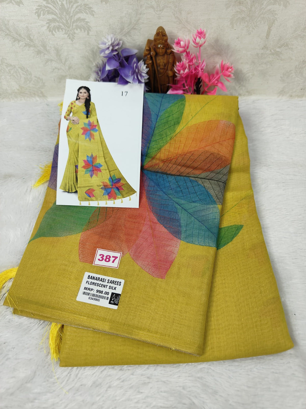 Banarasi fluorescent Silk with Multi colour Digital Print(387)
