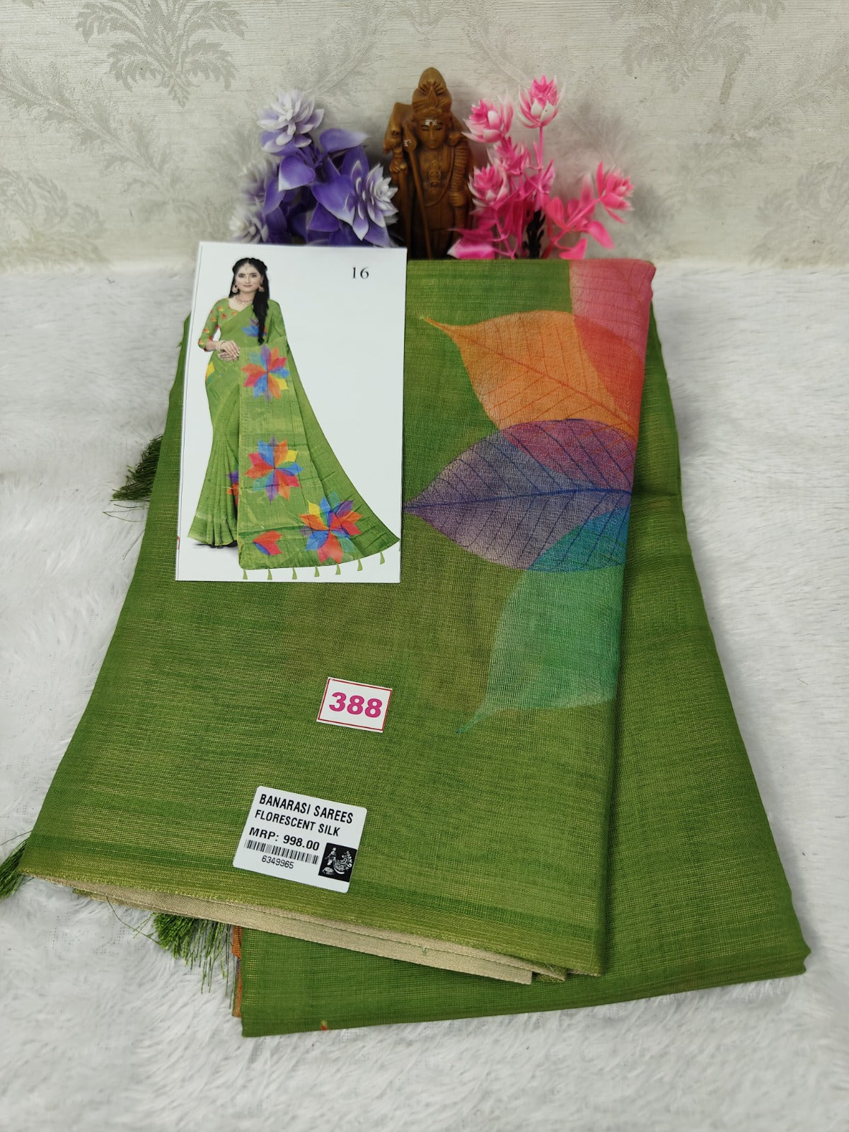 Banarasi fluorescent Silk with Multi colour Digital Print(388)