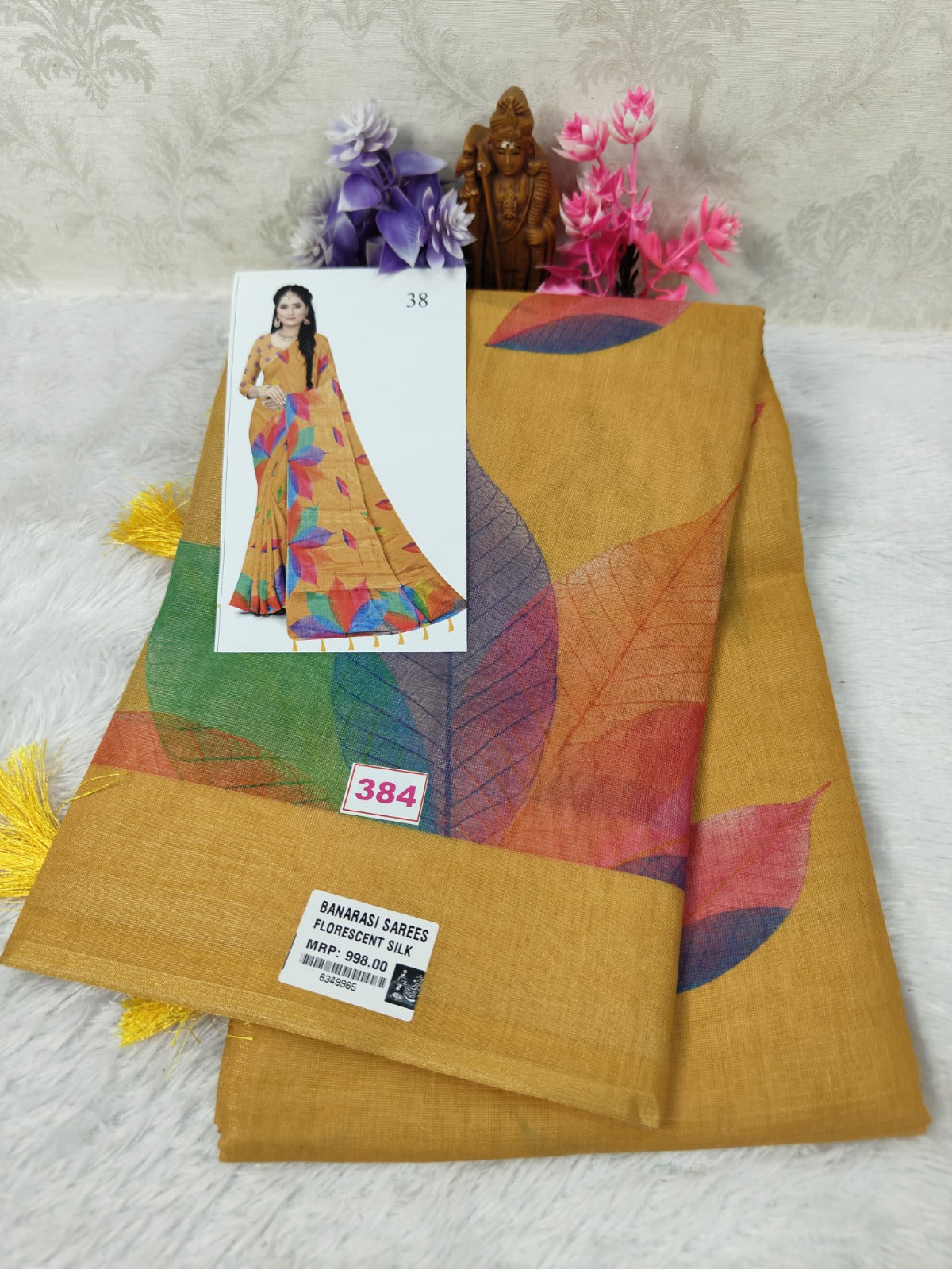 Banarasi fluorescent Silk with Multi colour Digital Print(384)