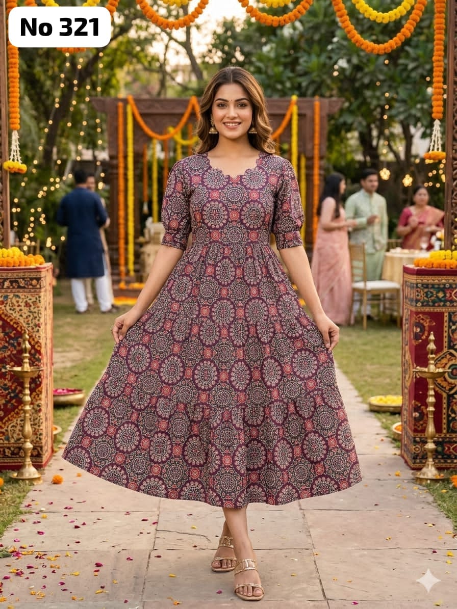Kalamkari Cotton Anarkali (No 321)
