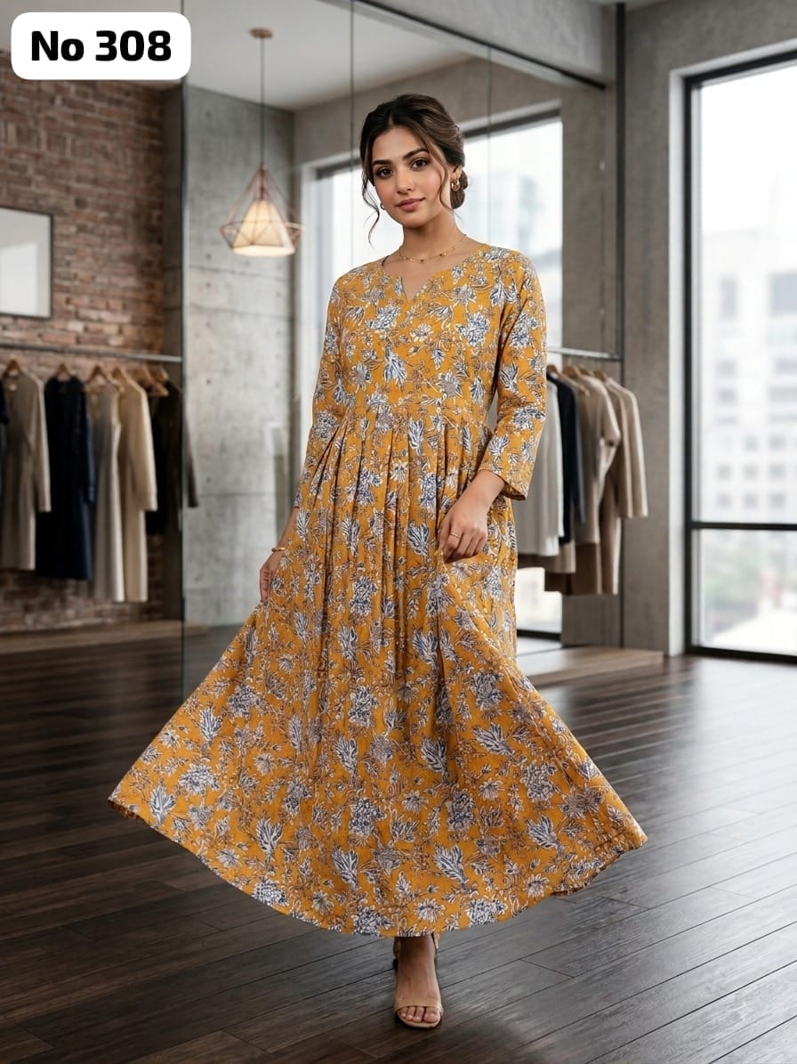 Kalamkari Cotton Anarkali (No 308)