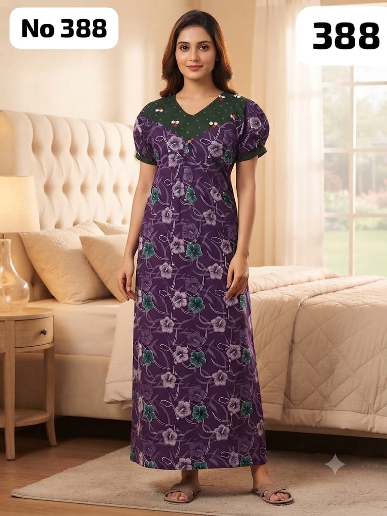 Premium Frock Nighty With Puff Hand and Adjustable Knot (No 388)(3XL)